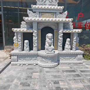 毕节芝麻白中国黑石材套墓 花岗岩墓碑