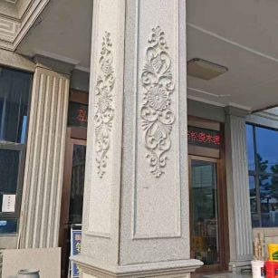 毕节芝麻白别墅雕刻柱子  黄金麻